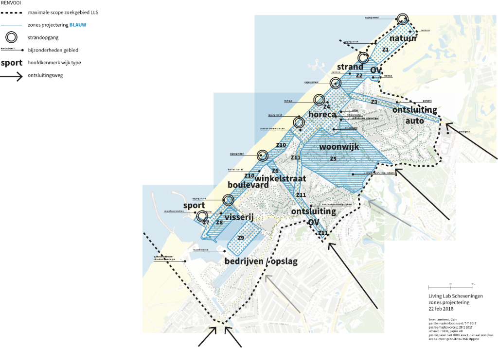 Geografische indeling naar zones zien. De zones zijn getypeerd naar het dominante gebruik, oftewel bestemming.